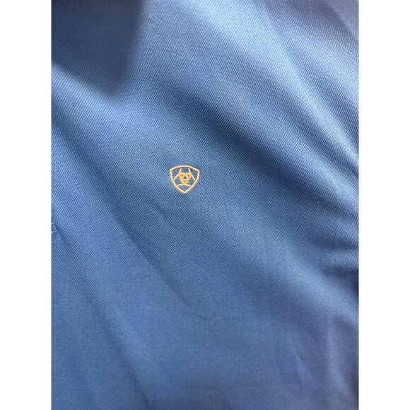 Ariat Mens Blue Polo Shirt L Heat Series Moisture Wicking Short Sleeve - Picture 2 of 12